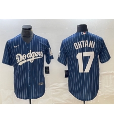 Men Los Angeles Dodgers 17 Shohei Ohtani Navy Cool Base With Patch Stitched Baseball Jersey