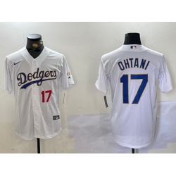 Men Los Angeles Dodgers 17  White Gold Championship Cool Base Stitched Jersey 3