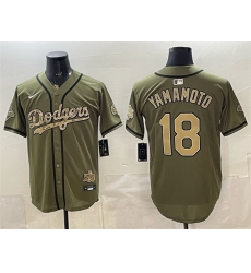 Men Los Angeles Dodgers  18 Yoshinobu Yamamoto Military Appreciation Game Day Stitched Baseball Jersey