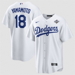 Men Los Angeles Dodgers 18 Yoshinobu Yamamoto White 2025 World Series Home Cool Base Stitched Baseball Jersey Men Los Angeles Dodgers 18 Yoshinobu Yamamoto White 2025 World Series Home Cool Base Stitched Baseball Jersey