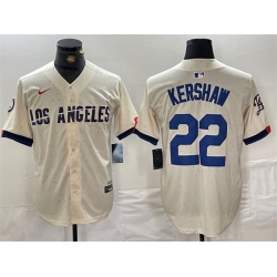 Men Los Angeles Dodgers 22 Clayton Kershaw Cream Stitched Baseball Jersey