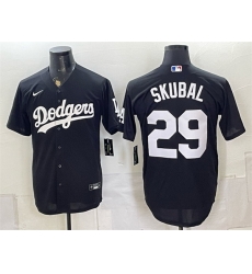 Men Los Angeles Dodgers  29 Tarik Skubal Black Cool Base Stitched Baseball Jersey