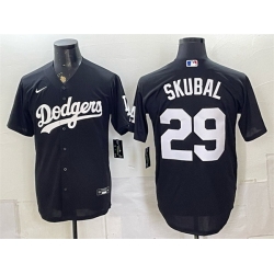 Men Los Angeles Dodgers  29 Tarik Skubal Black Cool Base Stitched Baseball Jersey