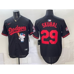 Men Los Angeles Dodgers  29 Tarik Skubal Black Hello Kitty Night 2025 World Series Champions Patch Stitched Baseball Jersey