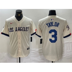 Men Los Angeles Dodgers 3 Chris Taylor Cream Stitched Baseball Jersey