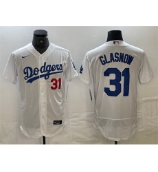 Men Los Angeles Dodgers 31 Tyler Glasnow White Flex Base Stitched Baseball Jersey