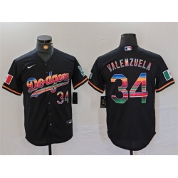 Men Los Angeles Dodgers 34 Fernando Valenzuela Black Mexico Cool Base Stitched Baseball Jersey