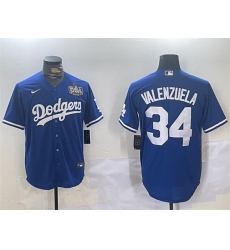 Men Los Angeles Dodgers 34 Toro Valenzuela Royal 2024 World Series Cool Base Stitched Baseball Jersey