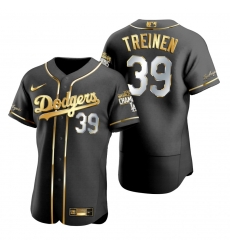 Men Los Angeles Dodgers 39 Blake Treinen Black 2020 World Series Champions Gold Edition Jersey