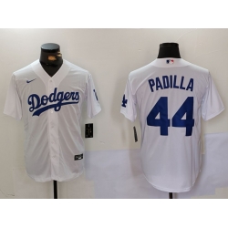 Men Los Angeles Dodgers 44 Vicente Padilla White Cool Base Stitched Baseball Jersey