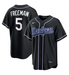 Men Los Angeles Dodgers  5 Freddie Freeman 2026 Fashion Replica Black Out Stitched Baseball Jersey
