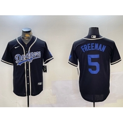 Men Los Angeles Dodgers 5 Freddie Freeman Black 2024 World Series Cool Base Stitched Baseball Jersey 3