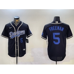 Men Los Angeles Dodgers 5 Freddie Freeman Black 2024 World Series Cool Base Stitched Baseball Jersey 6