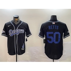 Men Los Angeles Dodgers 50 Mookie Betts Black 2024 World Series Champions Limited Stitched Baseball Jersey