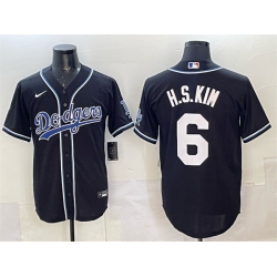 Men Los Angeles Dodgers 6 H S Kim Black Cool Base Stitched Baseball Jersey Men Los Angeles Dodgers 6 H S Kim Black Cool Base Stitched Baseball Jersey