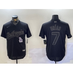 Men Los Angeles Dodgers 7 Black Cool Base Stitched Baseball Jersey 2