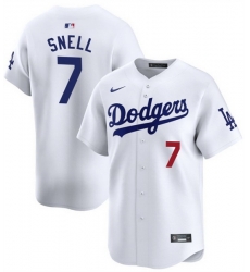 Men Los Angeles Dodgers 7 Blake Snell White 2024 Home Limited Stitched Baseball Jersey