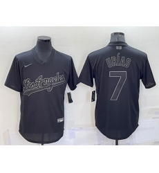 Men Los Angeles Dodgers 7 Julio Ur EDas Black Pitch Black Fashion Replica Stitched Jersey