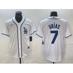 Men Los Angeles Dodgers 7 Julio Ur EDas White Cool Base Stitched Baseball Jersey