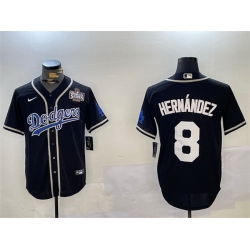 Men Los Angeles Dodgers 8 Enrique Hernandez Black 2024 World Series Cool Base Stitched Baseball Jersey