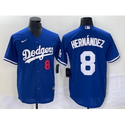 Men Los Angeles Dodgers 8 Enrique Hernandez Blue Cool Base Stitched Jersey