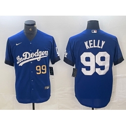 Men Los Angeles Dodgers 99 Joe Kelly Blue City Connect Cool Base Stitched Baseball Jersey 2