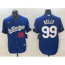 Men Los Angeles Dodgers 99 Joe Kelly Blue City Connect Cool Base Stitched Baseball Jersey 8