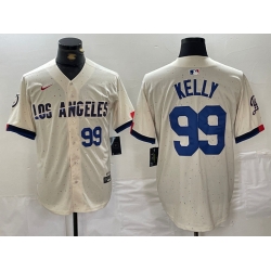 Men Los Angeles Dodgers 99 Joe Kelly Cream Stitched Baseball Jersey 1