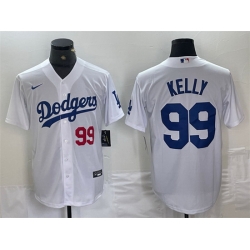 Men Los Angeles Dodgers 99 Joe Kelly White Cool Base Stitched Baseball Jersey