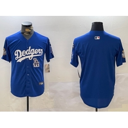 Men Los Angeles Dodgers Blank Blue 2024 World Series With No  34 Patch Home Limited Stitched Baseball Jersey 