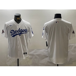 Men Los Angeles Dodgers Blank White 2024 World Series Champions With Fernando Memorial Patch Home Limited Stitched Baseball Jersey