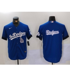 Men Los Angeles Dodgers Blue Team Big Logo City Connect Cool Base Stitched Baseball Jersey 3