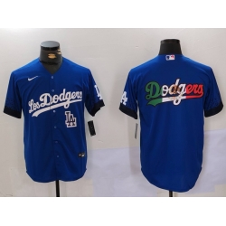 Men Los Angeles Dodgers Blue Team Big Logo City Connect Cool Base Stitched Baseball Jersey 7