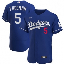 Men Los Angeles Dodgers Freddie Freeman #5 Blue Flex Base 2024 Home Stitched Jersey