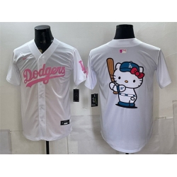 Men Los Angeles Dodgers Hello Kitty White Pink Vapor Limited Stitched Baseball Jersey