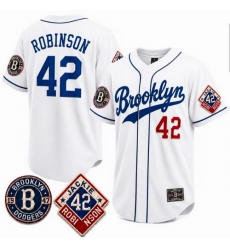 Men Los Angeles Dodgers Jackie Robinson #42 White Retro Stitched Jersey