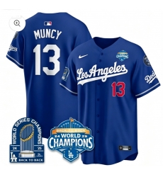 Men Los Angeles Dodgers Max Muncy #13 Blue Back To Back Champions Flex Base Jersey