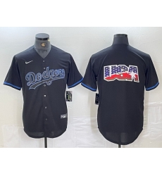 Men Los Angeles Dodgers Team Big Logo Black Cool Base Stitched Baseball Jersey 9