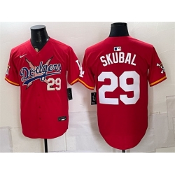 Men Los Angeles Dodgers x One Piece  29 Tarik Skubal Red Vapor Premier Limited Stitched Baseball Jersey