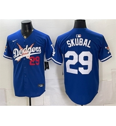 Men Los Angeles Dodgers x One Piece  29 Tarik Skubal Royal Alternate Stadium Stitched Baseball Jersey