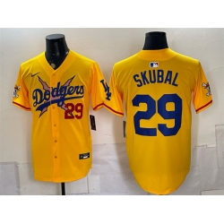 Men Los Angeles Dodgers x One Piece  29 Tarik Skubal Yellow Vapor Premier Limited Stitched Baseball Jersey