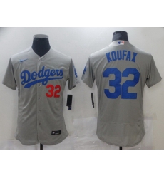 Men Men Los Angeles Dodgers 32 Koufax Grey Elite 2021 Nike MLB Jersey