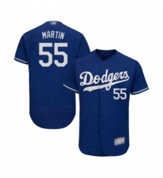 Mens Los Angeles Dodgers 55 Russell Martin Royal Blue Alternate Flex Base Authentic Collection Baseball Jersey