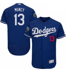 Mens Majestic Los Angeles Dodgers 13 Max Muncy Royal Blue Alternate Flex Base Collection 2018 World Series Jersey 2