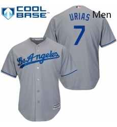 Mens Majestic Los Angeles Dodgers 7 Julio Urias Replica Grey Road Cool Base MLB Jersey