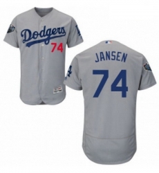 Mens Majestic Los Angeles Dodgers 74 Kenley Jansen Gray Alternate Flex Base Authentic Collection 2018 World Series Jersey