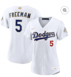 Women Los Angeles Dodgers Freddie Freeman Nike White 2026 Gold Collection Stadium Jersey
