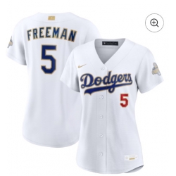 Women Los Angeles Dodgers Freddie Freeman Nike White 2026 Gold Collection Stadium Jersey