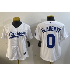 Women Los Angeles Dodgers 0 Jack Flaherty White Cool Base Stitched Baseball Jersey 28Run Small 29