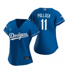 Women Los Angeles Dodgers 11 A J  Pollock Royal 2020 World Series Champions Replica Jersey